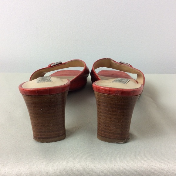 Brighton Red Leather Slip On Heels/Sandals 9.5M - Picture 4 of 8